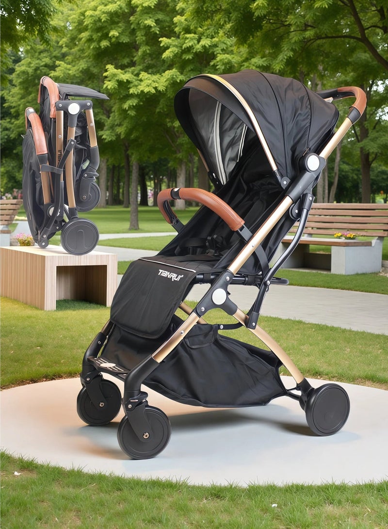 One-click Foldable Ultra Lightweight Travel Stroller with Absorbent Multi Position Reclining Seat Adjustable Canopy Foldable Storage Basket Foldable Gear for Airplane NO.1104 - Image 1